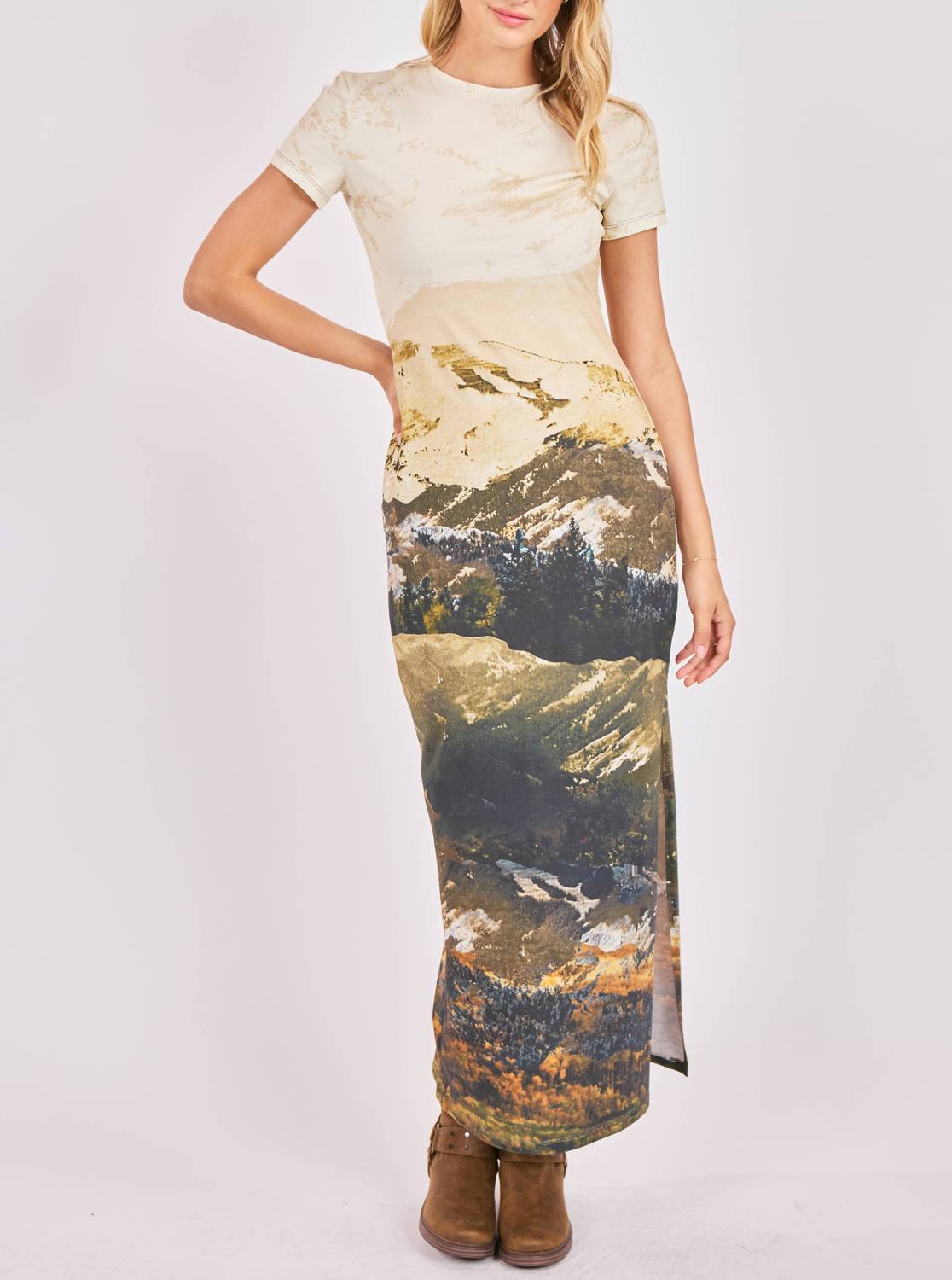 SAGE THE LABEL Wondrous Knit Graphic Maxi Dress in multi - women's dress