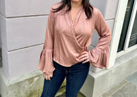Fate - Crossover V-neck Ruffle Cuff Blouse