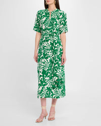 FIGUE Thandie Kaftan Dress in abstract flora garden green - women's dress