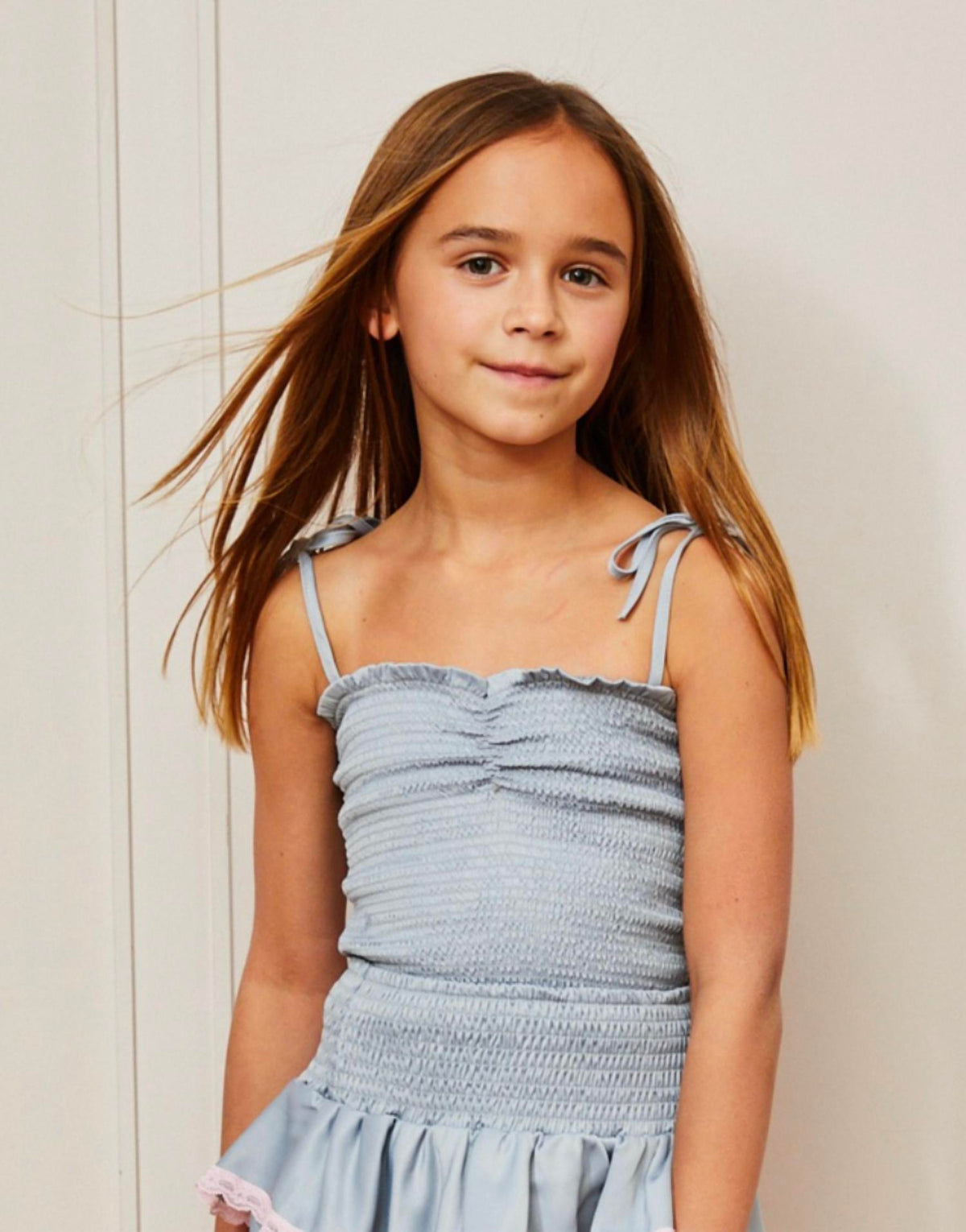 Theme - Kids Georgia Satin Smocked Top