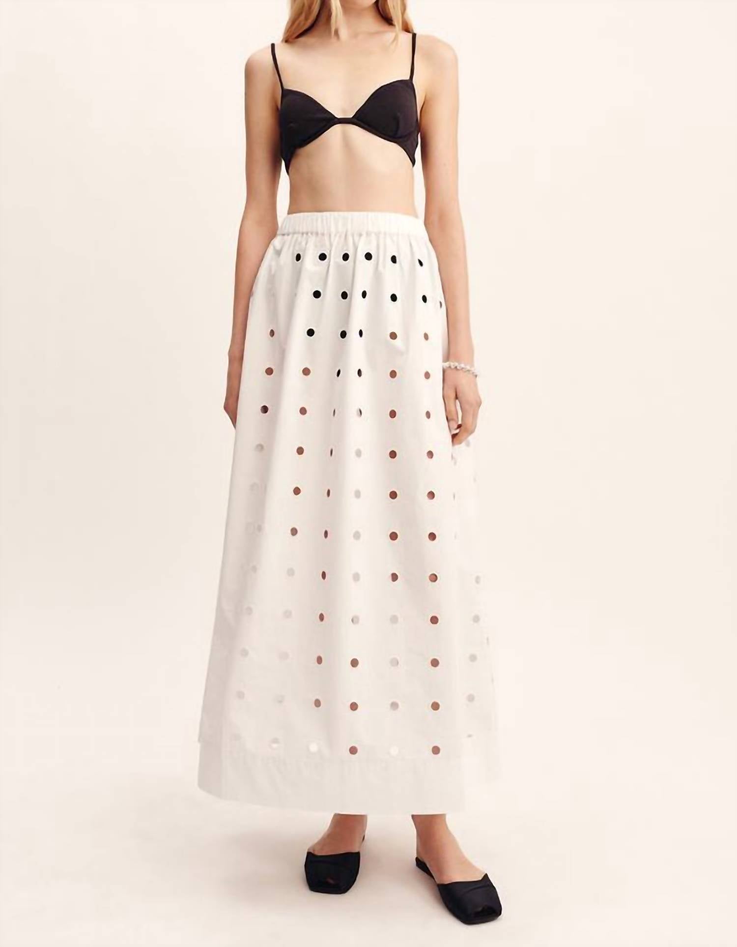 POSSE Peggy Midi Skirt in vintage white - women's skirt