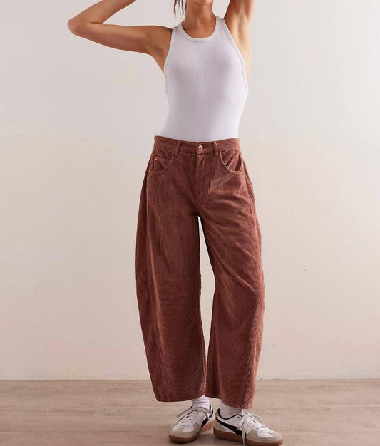 Free People - Good Luck Mid-Rise Cord Barrel Jean