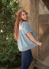 Layerz Clothing - Embroidered Ruffle Collar Top