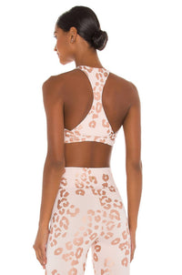 SPIRITUAL GANGSTER Reana Sports Bra 2.0 in rose gold with lux cheetah print - women's intimate - alternate view