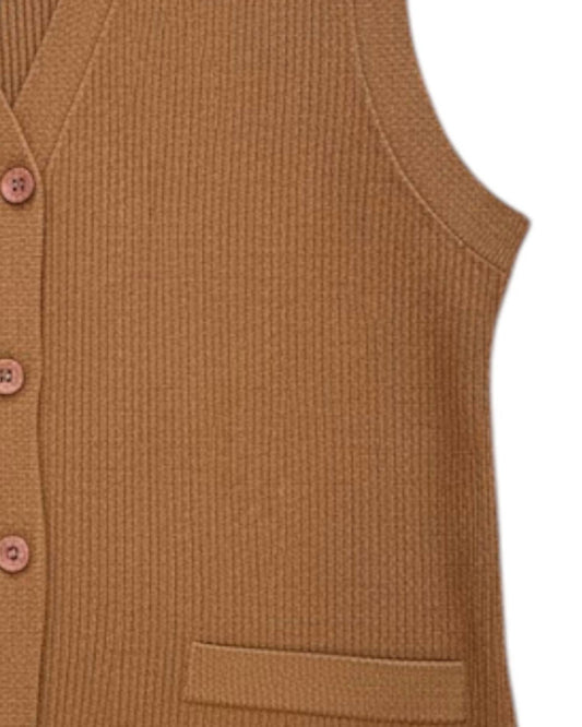 Minnie Rose - Women's Viscose Ribbed Vest With Pockets