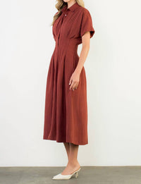 THML Short Sleeve Striped Maxi Dress in red - women's dress - alternate view