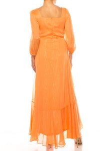 Maison Tara - Three Fourth Sleeve Frilly Detail Maxi Dres