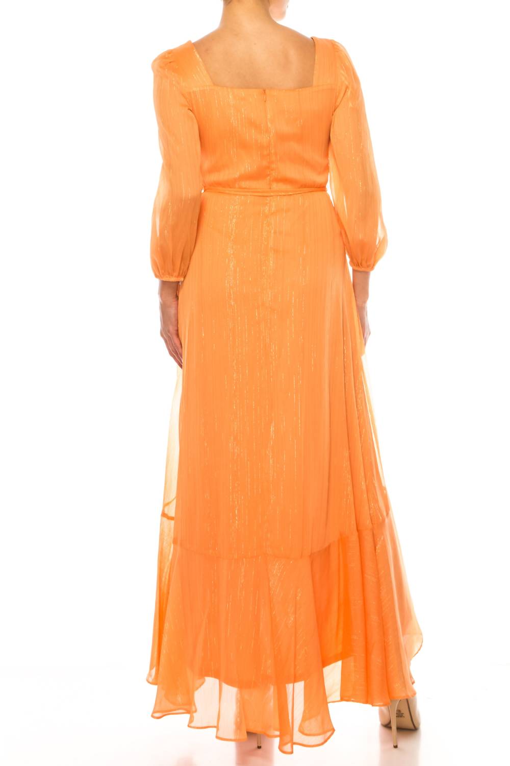 Maison Tara - Three Fourth Sleeve Frilly Detail Maxi Dres