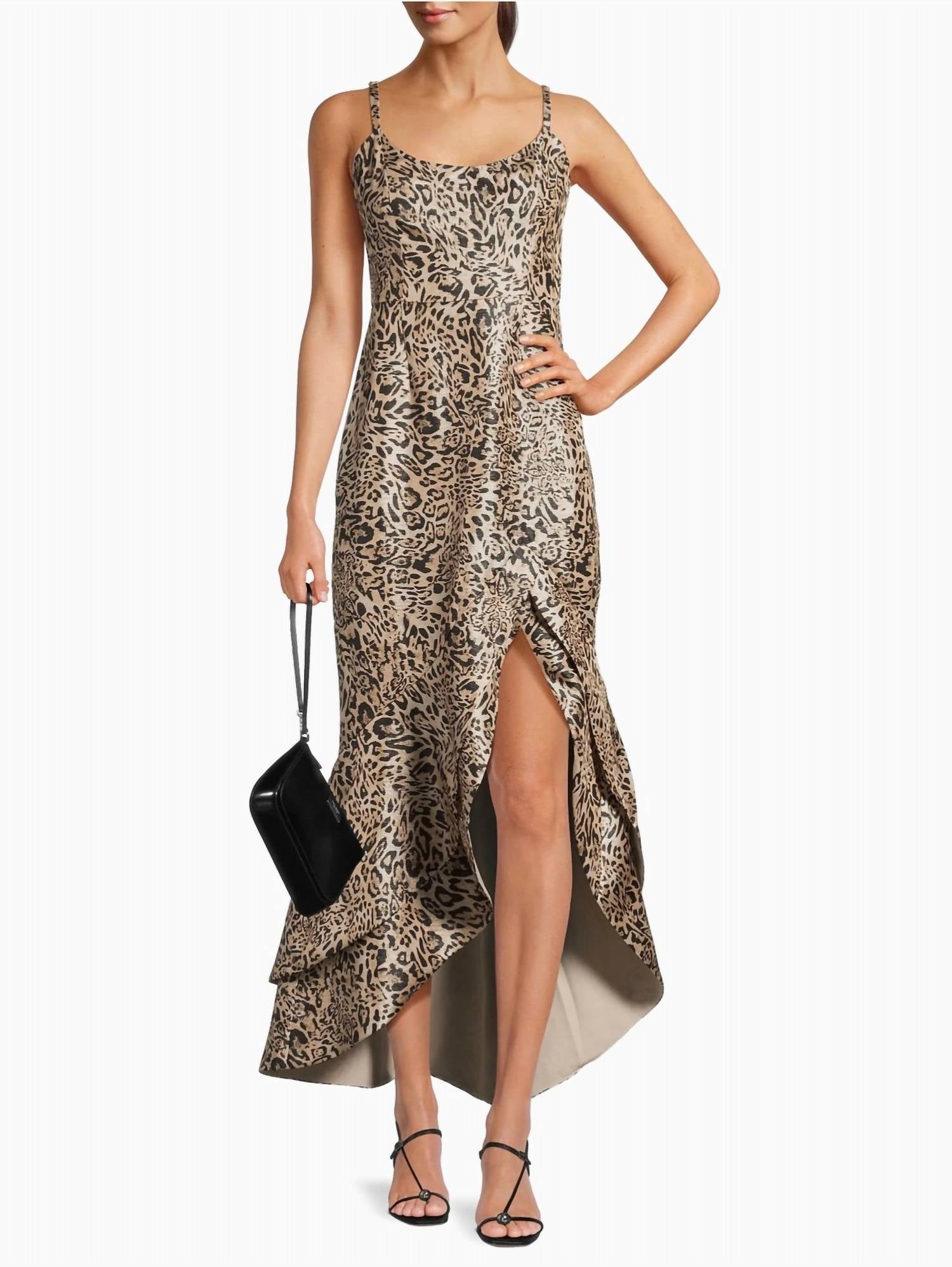 hutch Alma Leopard-print Jacquard Cocktail Dress in beige - women's dress - detail view