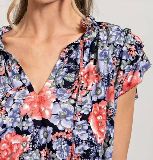 Ee:Some - DRAWSTRING FLORAL TOP