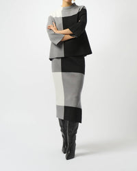 Joseph Ribkoff - Jacquard Sweater Colour Block Skirt