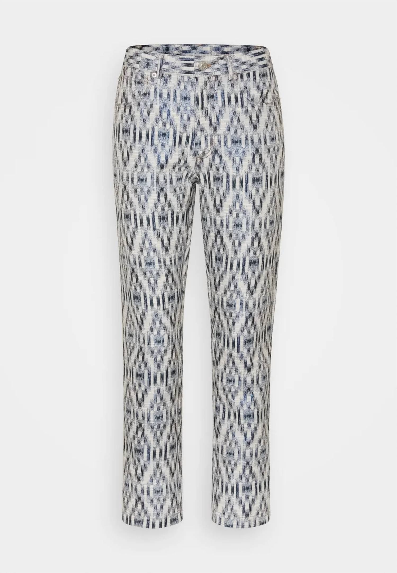 Munthe - Pre-loved Cottage Pants With Geometric Ikat Brocade Pattern