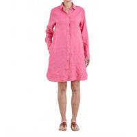 cut loose Linen Shirt Dress in watermelon - women's dress