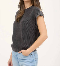 Blu Pepper - Washed Knit Short Sleeve Pullover Sweater