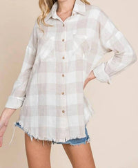 Lime N Chili - Cotton Gauze Checkered Shirt - Plus