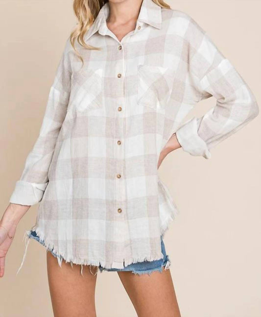 Lime N Chili - Cotton Gauze Checkered Shirt - Plus
