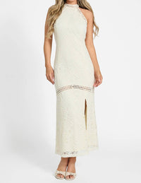 Guess Liza High-neck Sleeveless Dress in cream white multi - women's dress