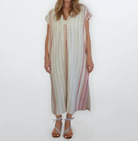 NIBI MTK Calla Midi Dress in citrus stripe - women's dress