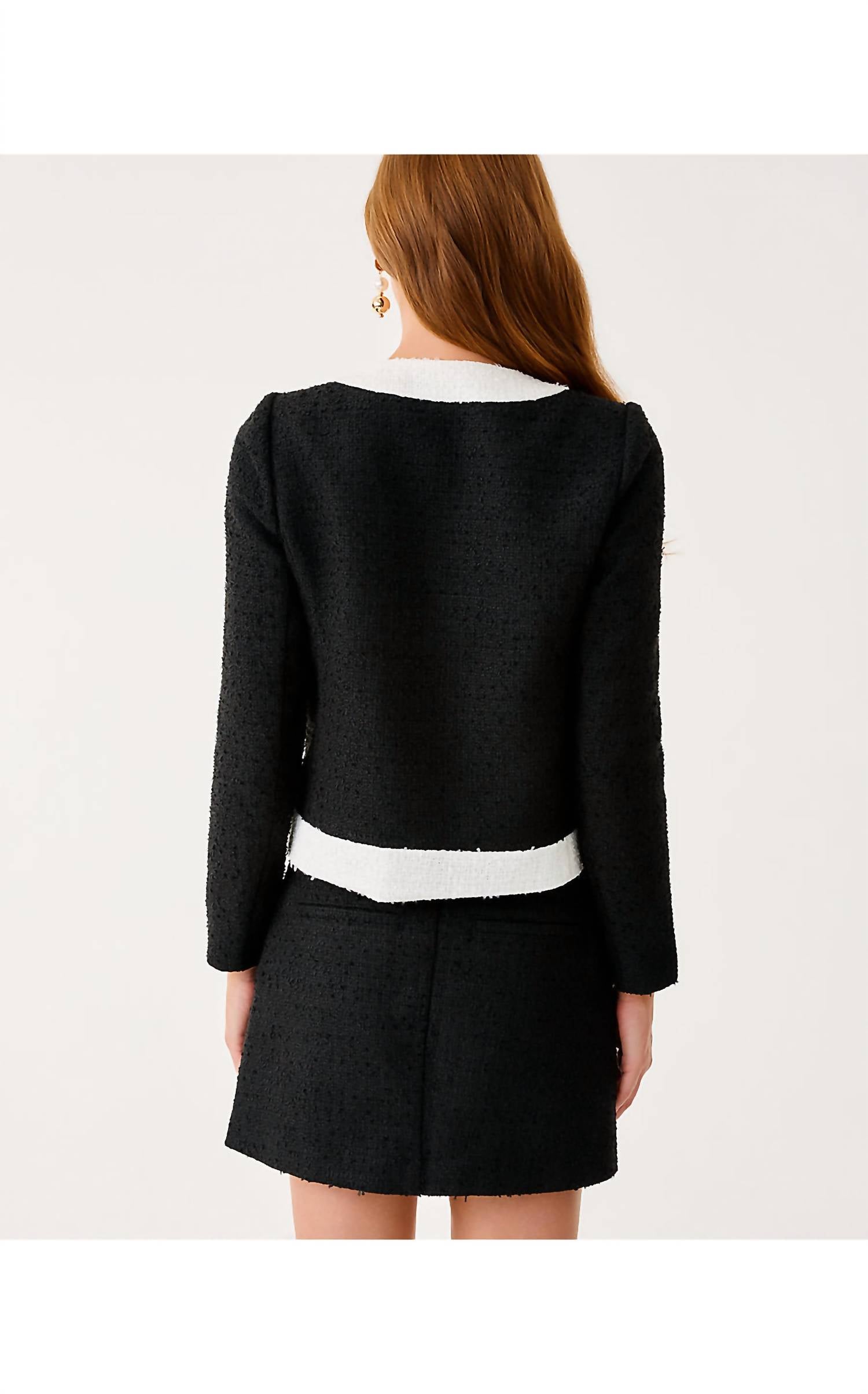 Lilly Pulitzer Clydie Boucle Jacket in noir chic chick - women's jacket - alternate view