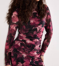 Apricot - Paintbrush Floral Mesh Midi Dress