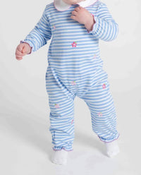 Florence Eiseman - Kids Flowers Embroidered Knit Long Romper