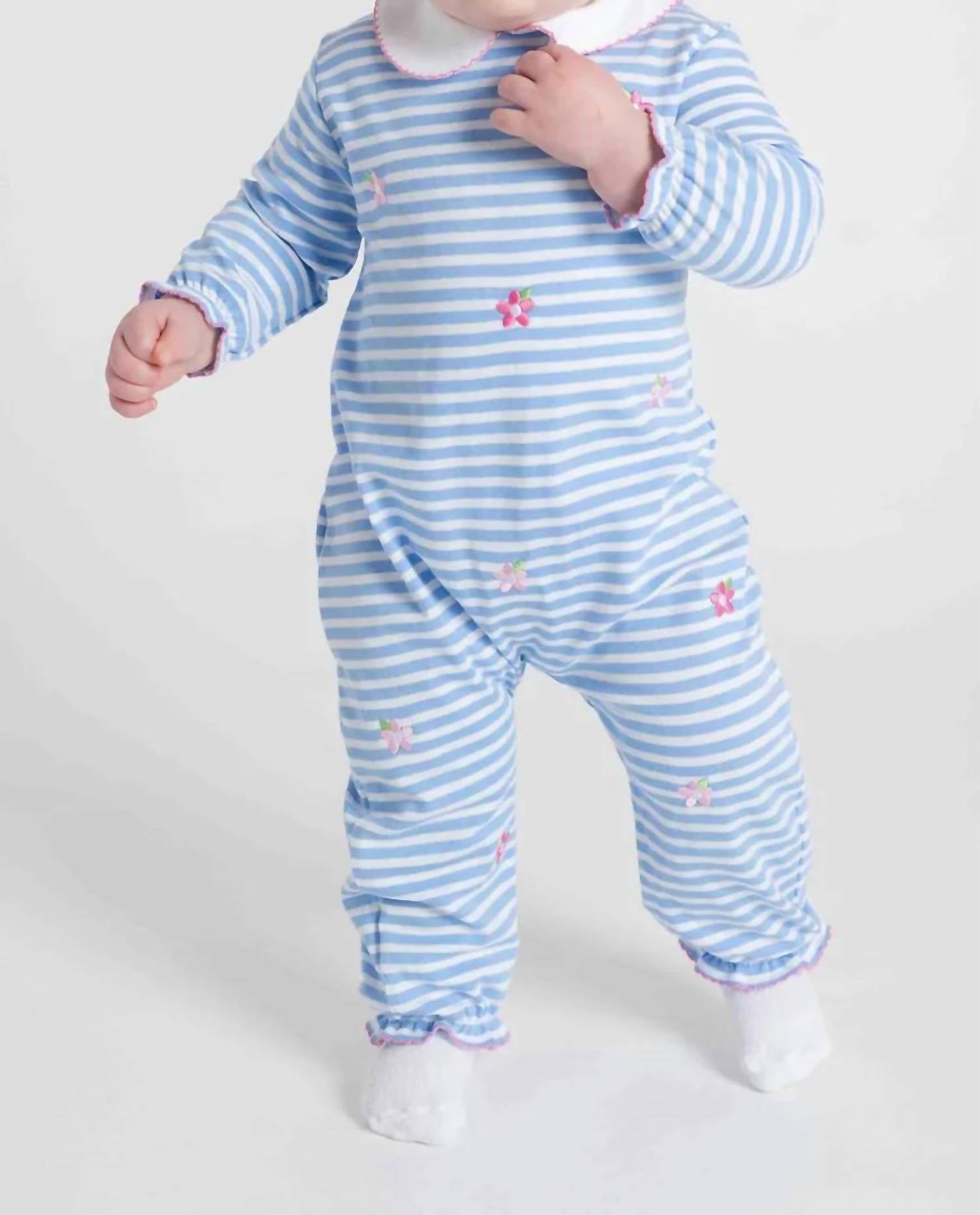 Florence Eiseman - Kids Flowers Embroidered Knit Long Romper