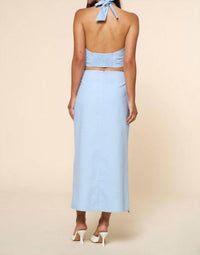 lalavon Amanda Halter Crop Top And Skirt Set in blue - women's skirt - alternate view