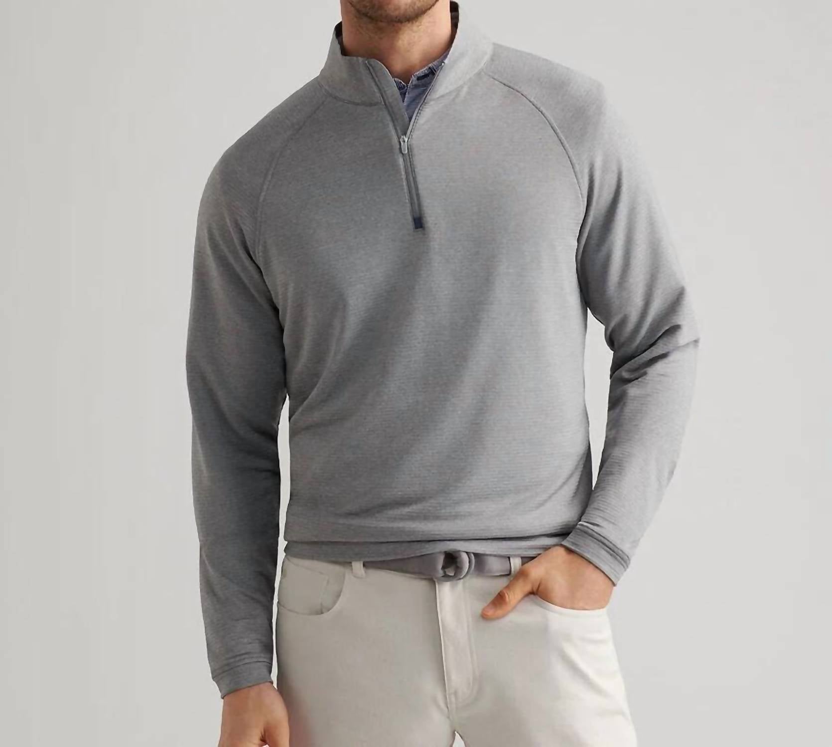PETER MILLAR Beaumont Performance Quarter Zip Pullover in oslo gray - men's shirt