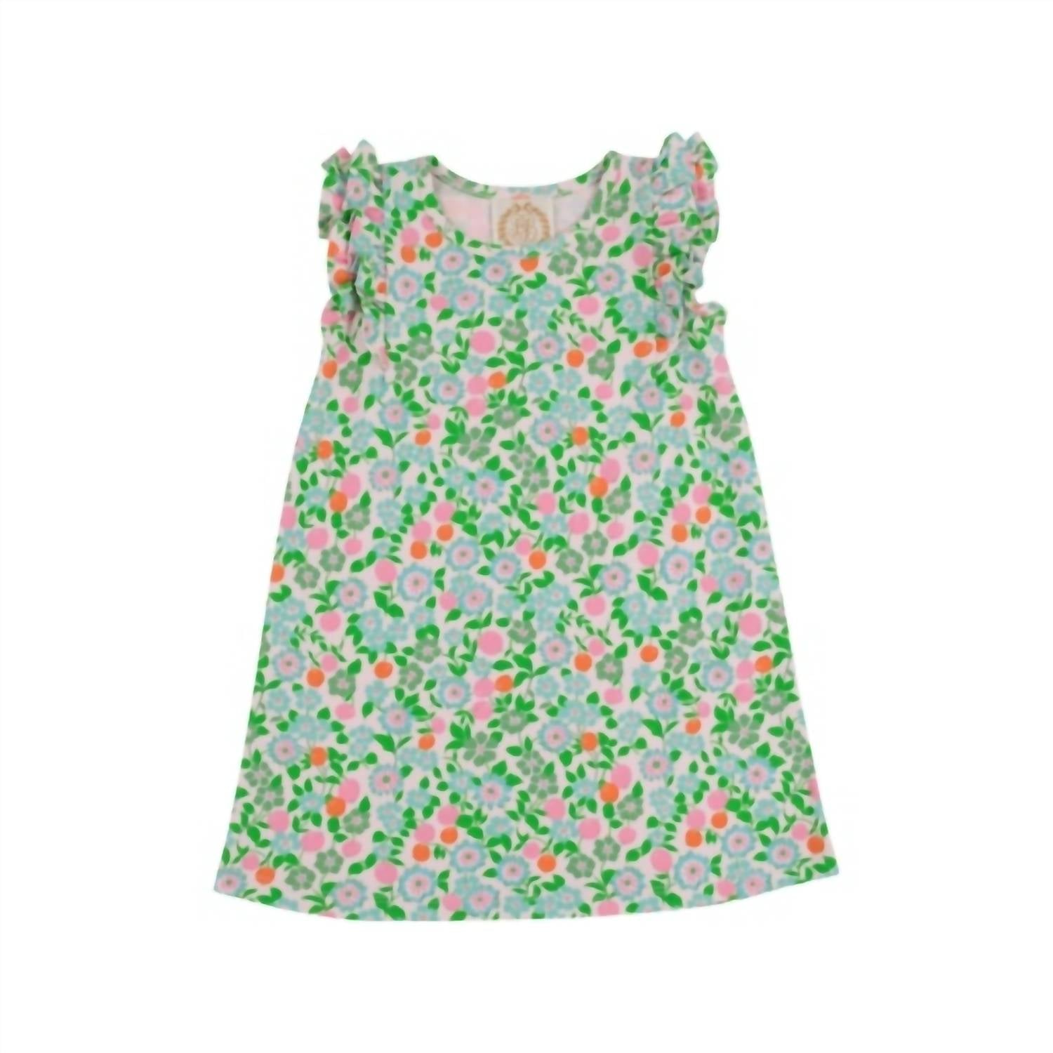 The Beaufort Bonnet Company Kids Ruehling Ruffle Dress in natchez and nectarines - kids' dress