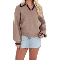 She + Sky - City Stroll V-Neck Sweater