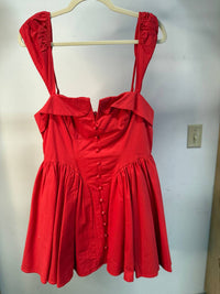 Saints + Secrets - Pleated Square Collar Button Front Mini Dress