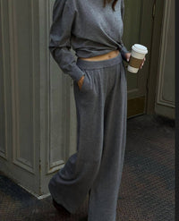 SER.O.YA Alya Knit Pleated Trousers in heather grey - women's pants - view 6