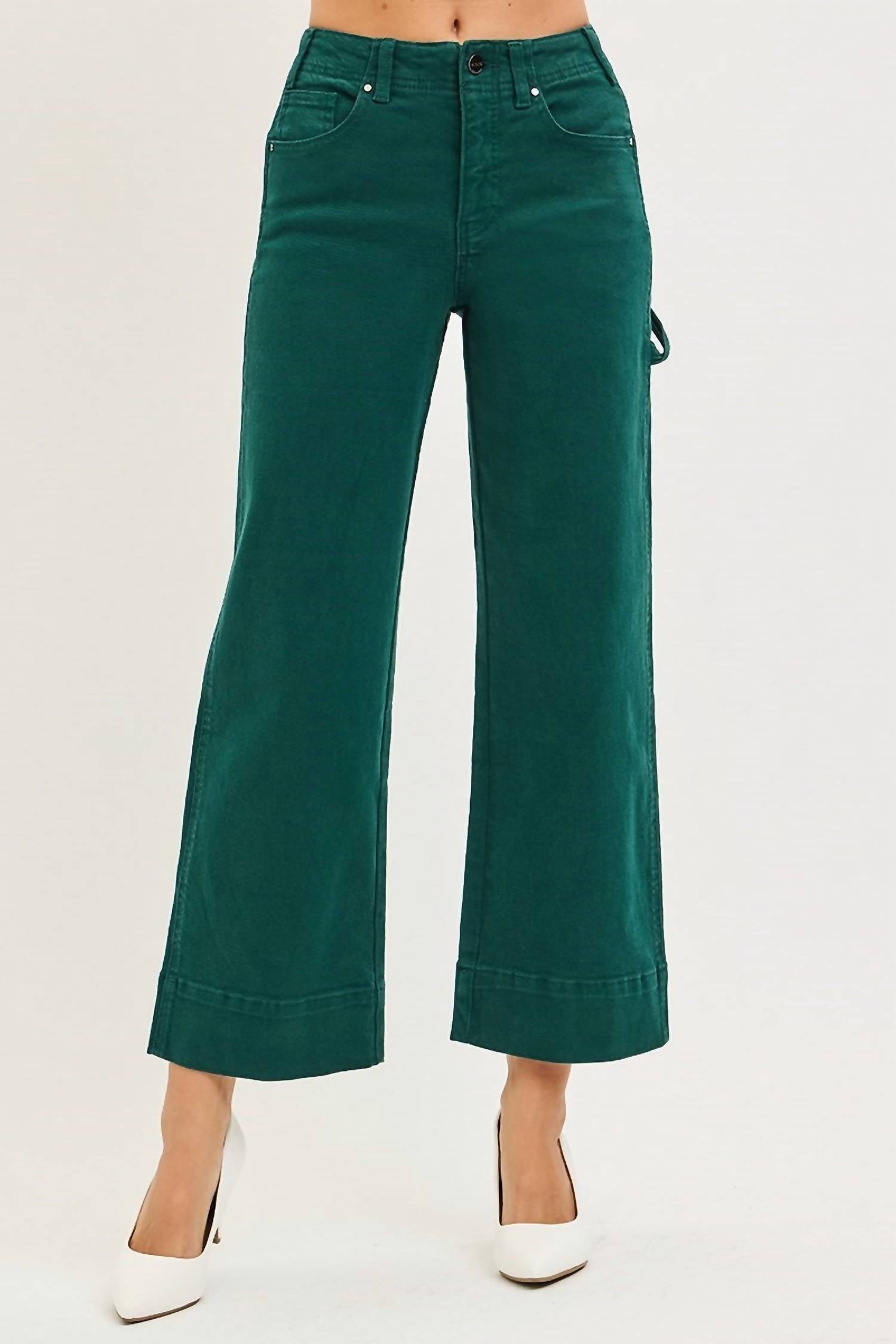 RISEN Tummy Control High Rise Crop Pants in green - women's pants - detail view