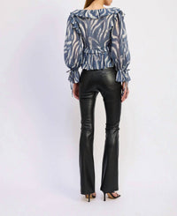 En Saison Cypress Peplum Top in slate ivory - women's blouse - detail view