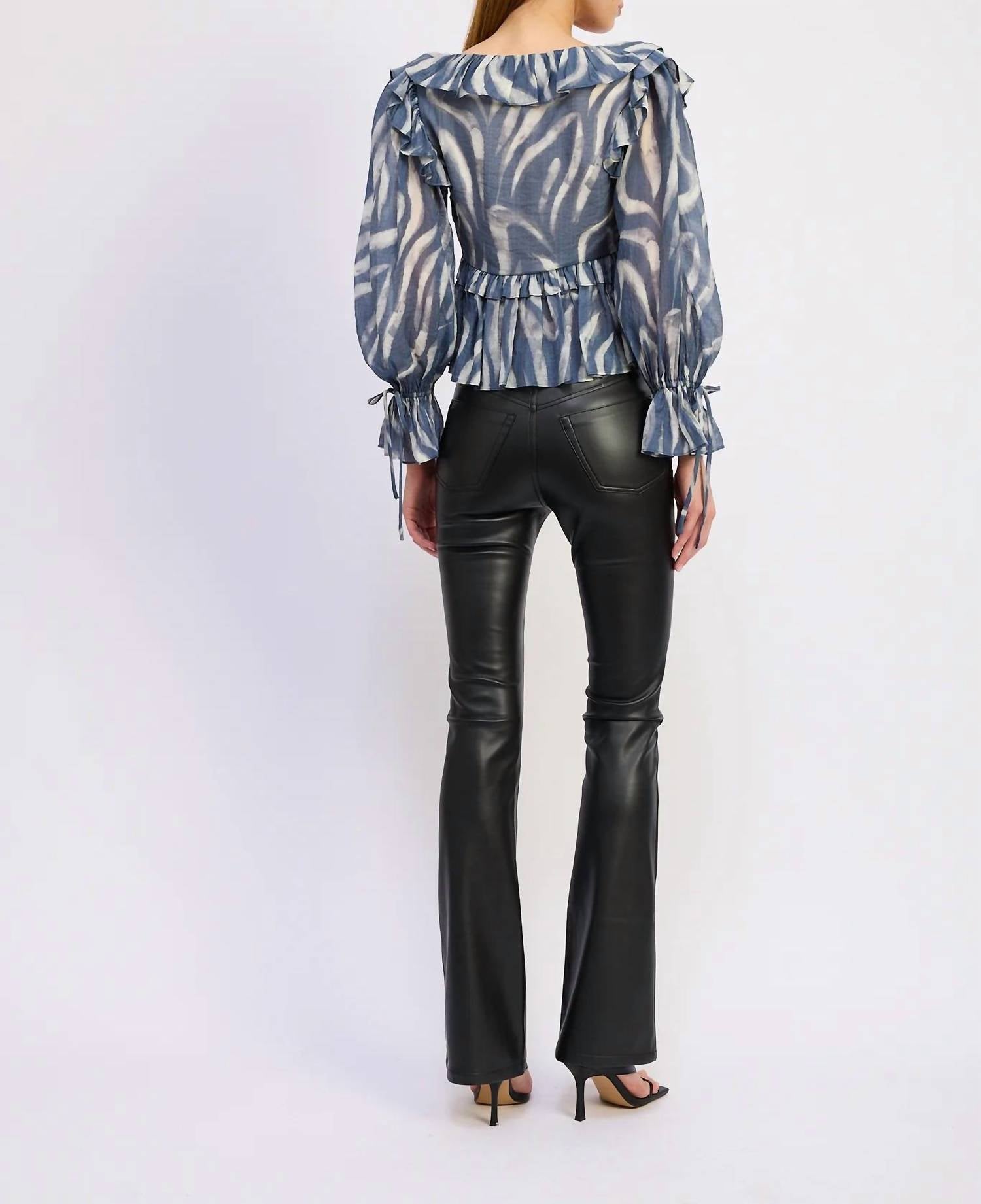 En Saison Cypress Peplum Top in slate ivory - women's blouse - detail view