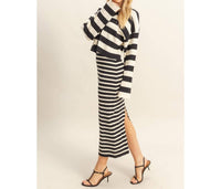 Hyfve - Striped Sweater Cardigan and Dress Set