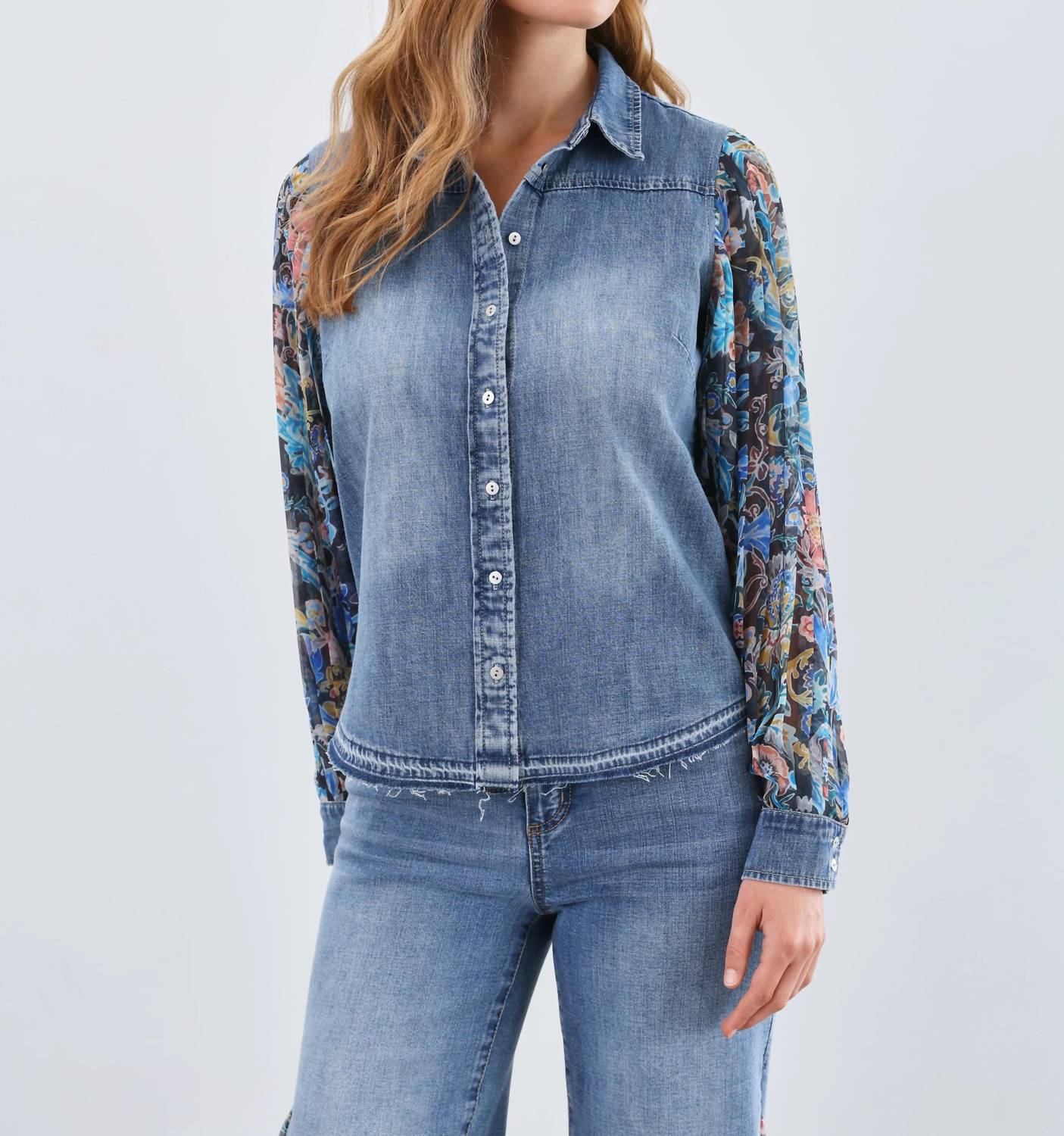 Fdj - Payson Pleated Sleeve Chambray Shirt