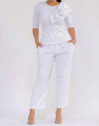 Karen T Design Pull-on Wide Leg Pants in white - women's pants - view 5