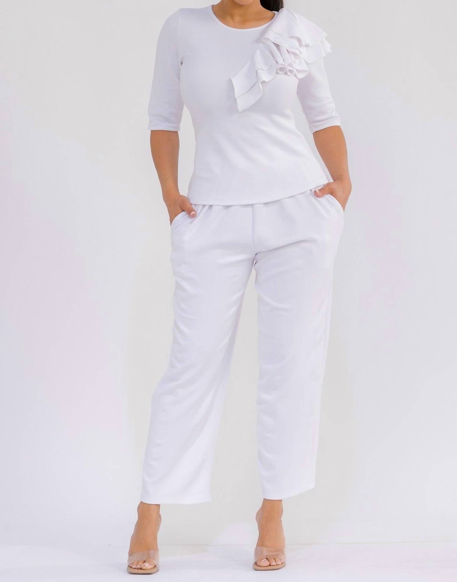 Karen T Design Pull-on Wide Leg Pants in white - women's pants - view 5