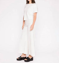 RIPLEY RADER Ponte Knit Cropped Wide Leg Pant in off white - women's pants - detail view