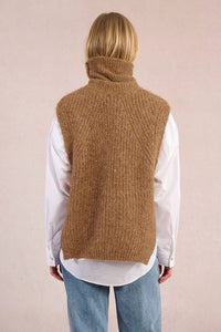 MOLLY BRACKEN Knitted Sleeveless Sweater in camel - women's sweater - detail view
