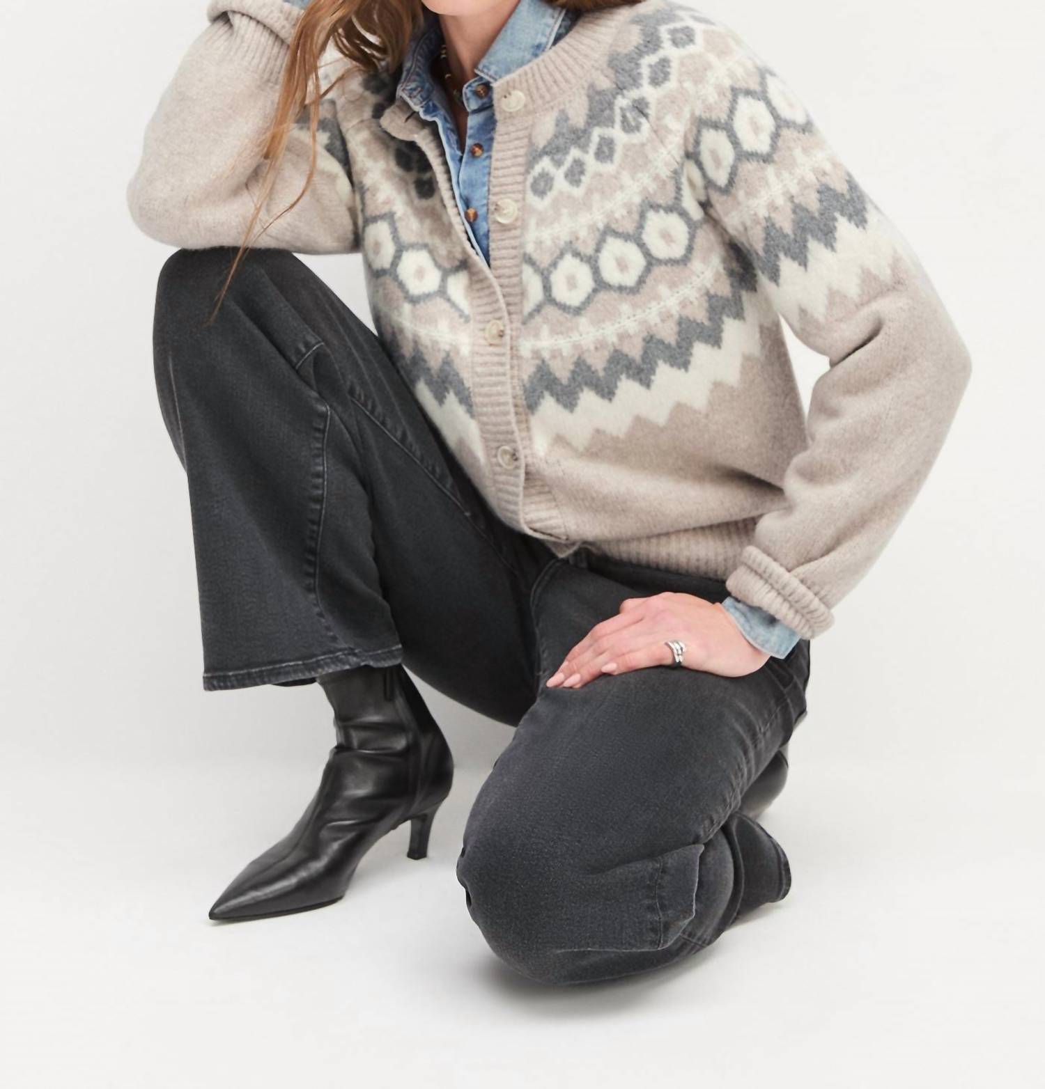 Favorite Daughter Snowed In Cardigan in cardigan in shortbread fairisle 1 - women's cardigan - view 5