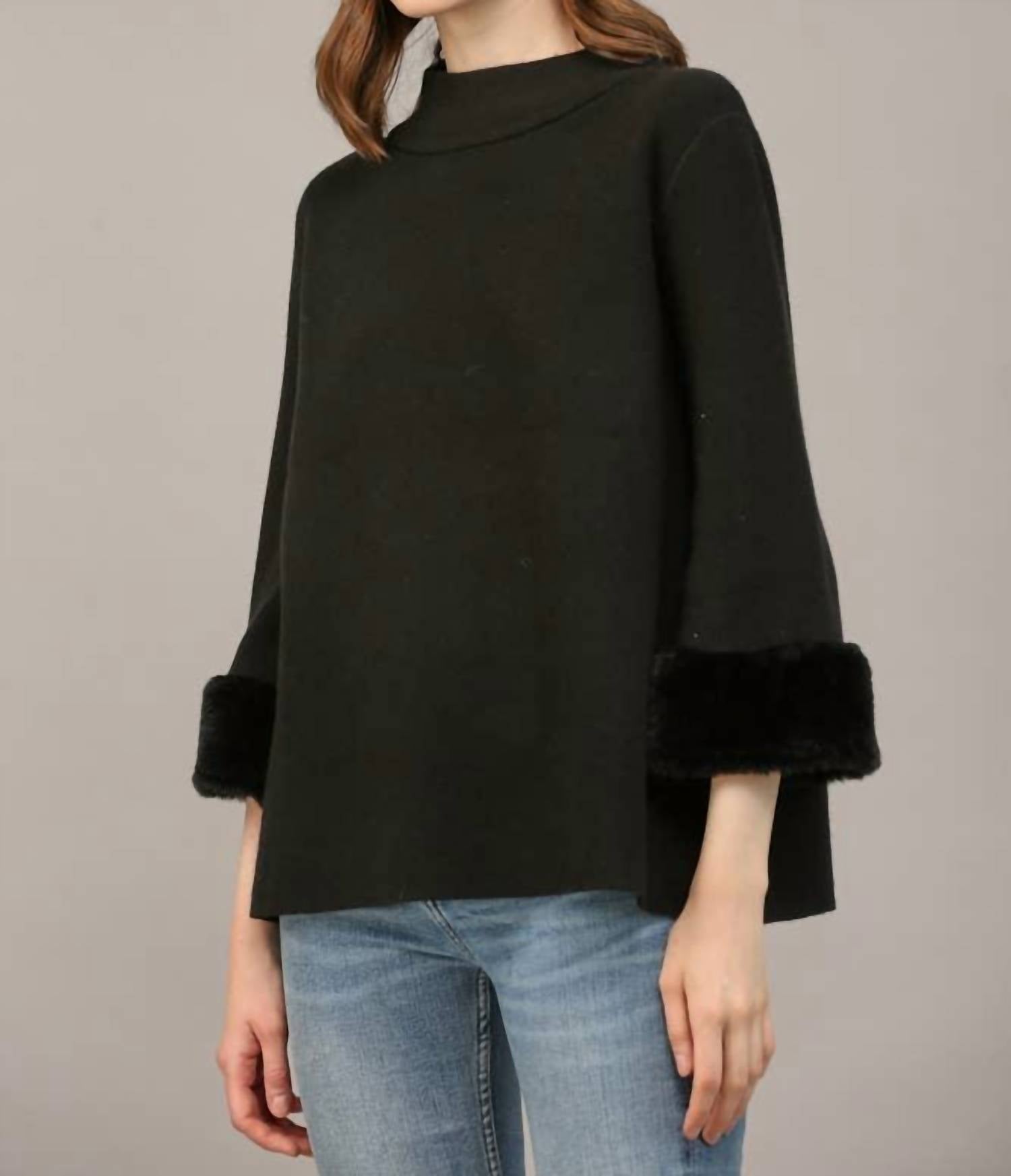 Fate - Annie Fur Sleeve Detail Sweater Top