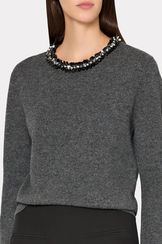 Milly - Embellished Crewneck Sweater