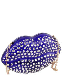 Handbag Factory Corp Women's Luxury Mouth Crystal Evening Crossbody Bag in blue - women's bag - alternate view