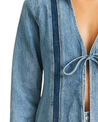 B. Coature - Denim Contrast Stripe Tie Front Jacket