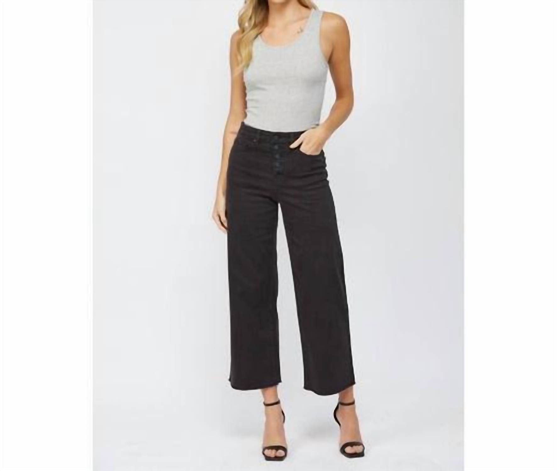 Mica Denim - Chromatic High Rise Wide Crop Jeans