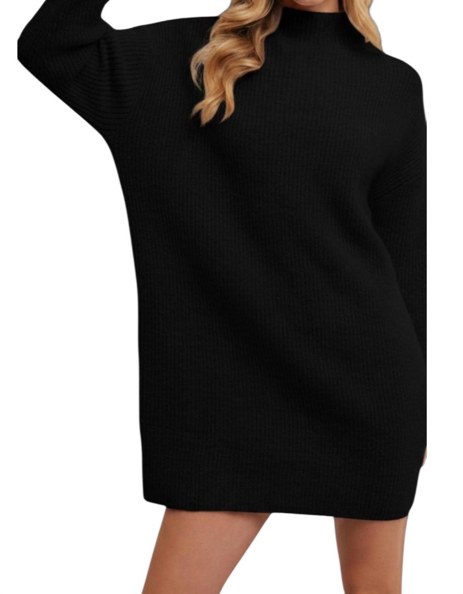 Bluivy - Mock neck knit sweater mini dress