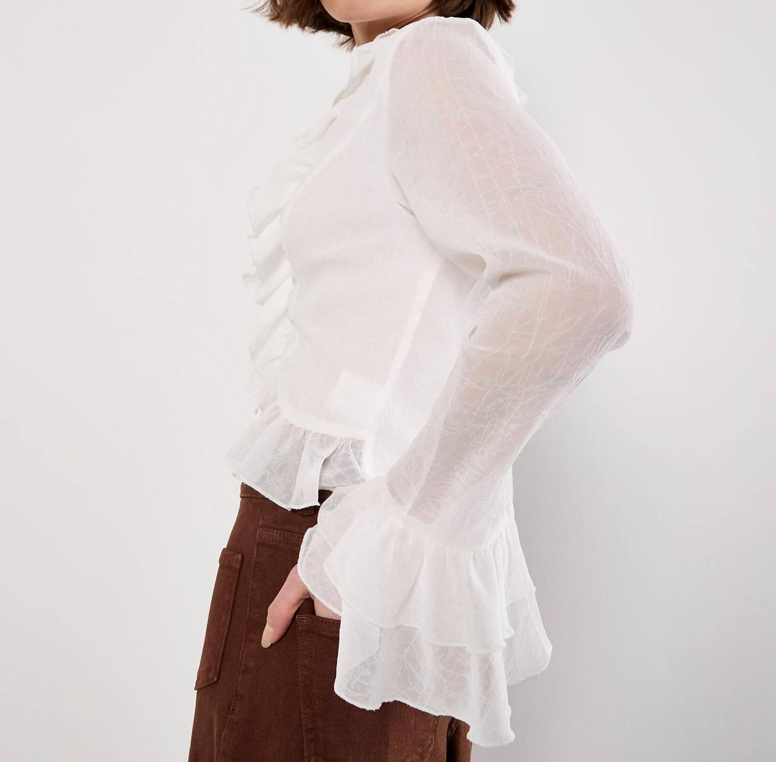 Apricot - Ruffle Tie Up Crop Top