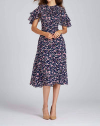 Teri Jon - Floral Ruffle Sleeve Chiffon Dress